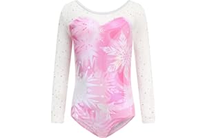Dkhsy Girls Long Sleeve Sparkle Leotards Gradient Color Dance Costume Ballet Gymnastics Clothes 5-12Y…