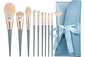 SRUIDYLADY Juego de brochas de maquillaje,10 Piezas Pinceles de maquillaje profesional, Brocha para base sintética, corrector, polvo, rubor, sombra de ojos, cejas, makeup brushes set con bolsa de cosméticos