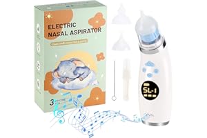 MIIEPLS Aspiratore Nasale Elettrico per Bambini, Aspiratore Moccio per Bambini con 5 Livelli di Aspirazione, 3 Punte in Silicone, Funzione Musica e Luce Rilassante per Neonati e Bambini Piccoli