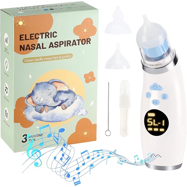 Elektrischer Nasensauger , V5 Staubsauger Für Neugeborene, Nasenschleim Sauger, Nasenreiniger Wiederaufladbar Mit Musik Und Licht, 3 Größen Tip, Für