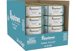 Applaws 100% Natural Wet Cat Food 24 x 70g Tuna Fillet Tins in Broth