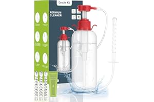 Luxocare Vaginal Douche for Women – Enema Kit and Peri Bottle for Intimate Hygiene, Manual Vaginal Wash Cleaner for Home Use & Travel, 600ML with 3 Nozzle Tips