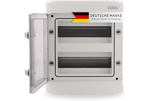 Intratec Sicherungskasten Aufputz, IP65 – Verteilerkasten außen, Feuchtraum-Verteiler für Garten, Keller, Garage und Außenbereich, 2-reihig, 24 Module, 384 x 319 x 144 mm, Grau