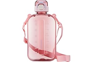 SEASEVEN Flat Water Bottle 750ml,Boys Girls Drinks Bottle,Waterbottle Leak-Proof Sports Water Bottle,Toxin Free，Bpa-Free (Flat Transparent Pink)