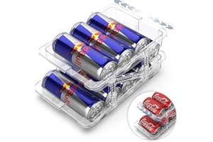 Anhow Walcowanie Podajnik Puszek do Lodówki, Organizer na Puszki z Podajnikiem 250 ml - 1 L Puszki Organizery Do Lodówka Kuchnia Spiżarnia Blat 9-11 Standardowych Puszek Do Przechowywania Soda Piwa