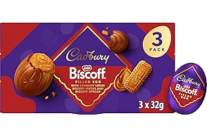 Cadbury Dairy Milk Biscoff Filled Chocolate Egg, Filled With Crunchy Lotus Pieces & Biscoff Spread, Easter Gift, Multipack of 3 x 32 g Eggs (Pack of 1)