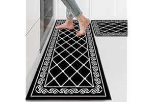 PQCXXA 2 Pieces Kitchen Rug Set, Non slip Kitchen Mat Washable Kitchen Runner Set for Hallway, Dining Room, and Entryway (A7, 43x150cm+43x75cm)