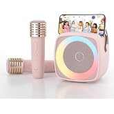Karaoke for Kids with 2 Microphones, Gift Girl 3-12 Years Old Bluetooth Microphone for Boys Girls, Portable Karaoke Machine w