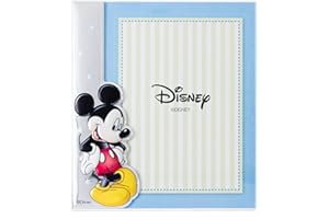 VALENTI & CO. Disney Baby - Topolino Mickey Mouse - Cornice Porta Foto in Argento e Applicazioni 3D a Colori da Tavolo o Comodino per la Cameretta del Bambino perfetta come Idea Regalo Battesimo o Compleanno