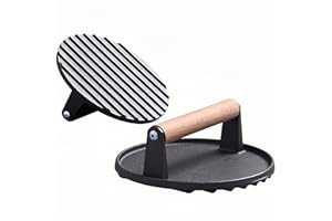 NBBENG Burger Meat Bacon Press, Heavy Duty Cast lron Non-Stick - Heavy Duty Hamburger Press w/Heat Resistant Handle, Pre Seasoned Sandwich & Grill Press -Quesadillas, Hamburgers & Steaks