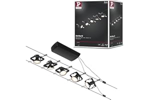 Paulmann Set Mac II Sistema de Cableado, Corduo, Corriente Continua, Máx. 5x10 W, Bombilla Tipo GU5,3, Sistema de Cableado, Bombilla No Incluida, Cable de Plástico, Color Cromado Mate, 94434