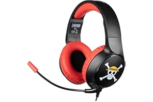 Konix One Piece Casque Gaming Filaire PC, PS4, PS5, Switch, Xbox One et Series X|S - Microphone - Câble 1,5 m - Prise Jack 3,5 mm - Motif Luffy