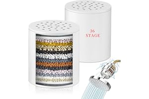 AOOTE 36 Stufen Duschfilter Universal Ersatzpatronem,2 Stück Ersatz Duschfilterpatrone für Duschkopf Wasserfilter,Filterpatrone für Duschfilter for Hard Water Entfernt Chlor,Kalk, Gerüche