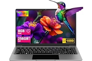 bvate 2025 Ordenador Portátil 14" Win11 8GB 256GB SSD Soporte 1TB SSD Expansión portatil 2.4G+5G WiFi BT 4.2 USB HDMI 1920x1080 FHD con Ratón Inalámbrico y Teclado Español Membrana - Gris