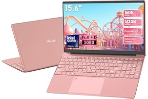 MOLEGAR 2025 najnowszy laptop FHD o przekątnej 15,6", 16 GB RAM 512GB SSD|Quad-Core Celeron 5205U|klawiatura QWERTY z podświetleniem|czytnik linii papilarnych|WiFi |HDMI|Notebook komputer dla firm i studentów