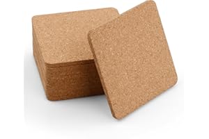 NICELAND Lot de 10 Dessous de Verre en Liège Naturel, Dessous de Verre en Liège Réutilisables, sous Tasse de 10 CM de Longueur et 5 MM D’Épaisseur pour la Maison, Bureau, Bar et Restaurants (carré)
