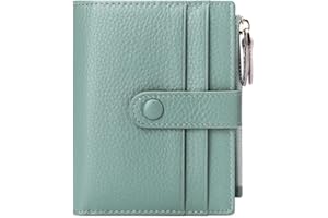 Bailonda Tarjeteros Mujer para Tarjetas de Credito, Cartera de Tarjetas de Crédito, con Cremallera, Tarjetero en Piel Auténtica, con 10 Ranuras Tarjetas ，Protección RFID（Azul ）