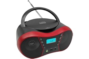 CTDZLED Boombox Portable CD Players for Home with Bluetooth, Boombox CD Player FM Radio Combo, Stereo Sound, AC/Battery Powered, CD/CD-R/RW Compatible, Support AUX/USB/Headphone, Sleep Timer, Repeatable(RED)