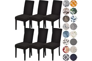 ‎HZDHCLH HZDHCLH Stuhlhussen 6er Set Stuhlbezüge Stretch abnehmbar, waschbar, Esszimmerstuhl-Schutzsitz für Hotel Restaurant Küche Hochzeitsfeier（Schwarz/6 Stück）