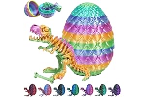 CWENDANER 3D Gedrucktes Drachenei, Realistische Dracheneier, mit Einem Voll Beweglichen Kristalldrachen, Ostern Geschenke Kinder, Schreibtischspielzeug Dinosaurier Ornament für Autos, Büros, Häuser