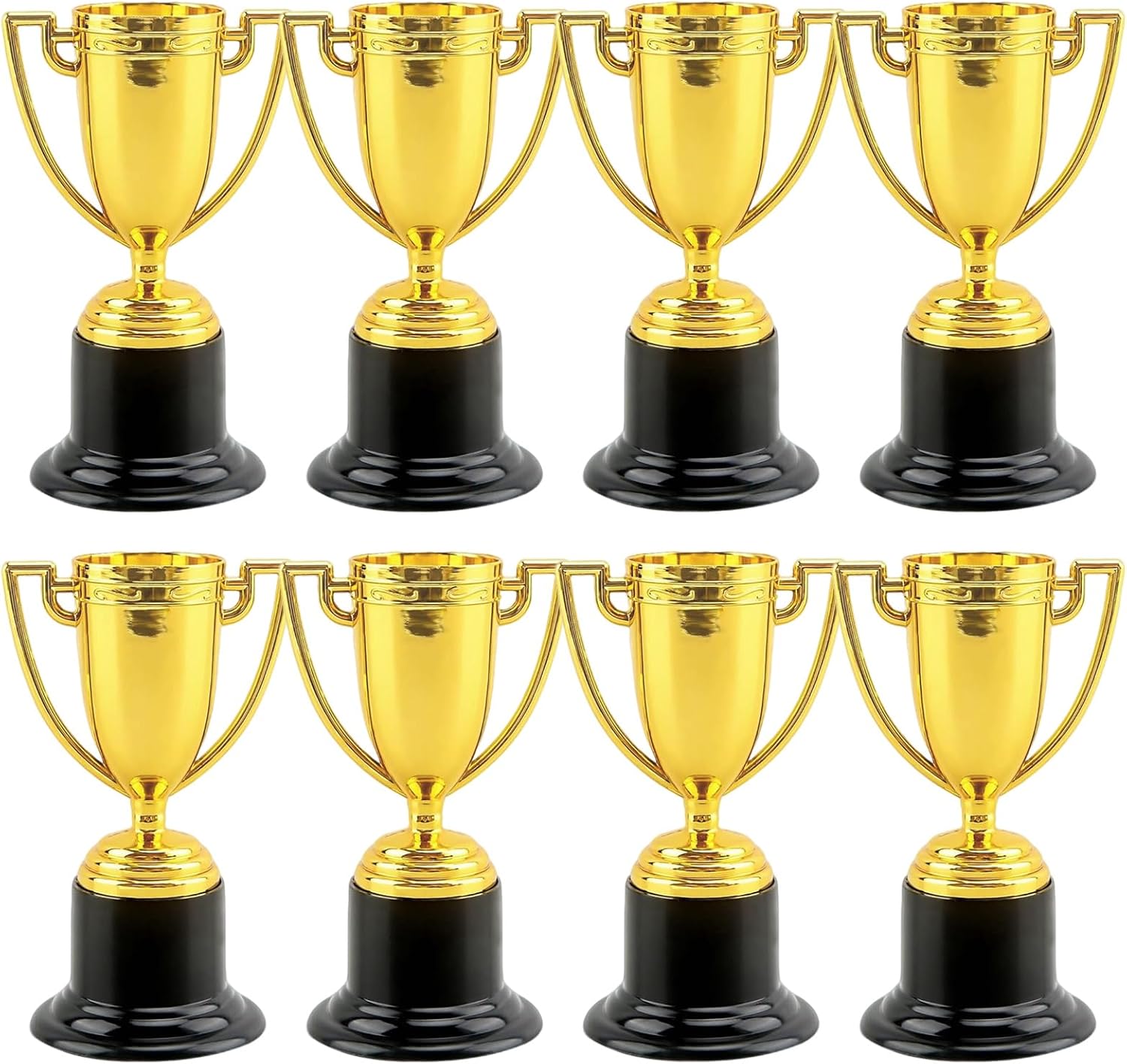 ChAusa 8 Piezas Trofeos Personalizados de Plástico, Balon de Oro Trofeo, Copa de Oro, para Niños, Torneos Deportivos, Fiestas Infantiles, Competiciones, Bolsas de Fiesta