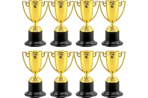 ChAusa 8 st Mini Gyllene Pokaler för Barn, Vinnarmedaljer Guld Plast, Super Cup Pokal, för Festfavorit Småsaker Vid Barnfödelsedag Tävlingar Sportturneringar Belöning