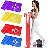 COFOF Resistance Bands, Exercise Band with 4 Resistance Levels,1.8m/5.9ft long Stretch Bands with Carry Bag & Exercise Guide,