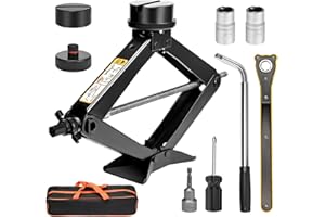 MINENICE Gato para Coche 3T/3000kg, Gatos de Tijera para Tesla, Gama de Elevación 10-45cm, Kit de Gato con Pad Tesla y Pad de Goma Universal Kit de Emergencia para Coche/SUV/MPV/Tesla