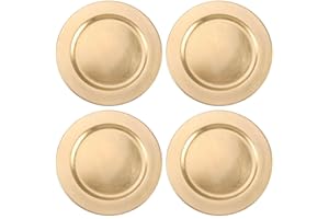 com-four® 4X underplates in Gold-Colored Shabby Chic - Saucer as Table Decoration - Decorative Plates for Weddings, Family Celebrations or Christmas - Ø 33 cm