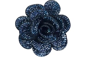 IMINI Rhinestone Rose Flower Fabric Brooch UK - 7cm Crystal Camellia Floral Lapel Pin, Luxury Wedding Corsage Jewellery Gift for Women Her, Fashion Boutonniere Dress Accessories