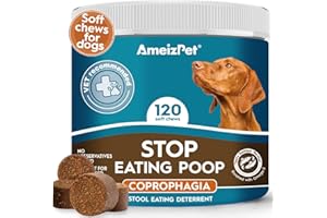 AmeizPet No Poo Treats for Dogs Stop Stool Eating Dog, Coprophagia Deterrent For Dogg, Stop Dogs Eating Poop Deterrent, Digestive Enzymes, 120 Soft Dog Treats, 270g (9.5 Oz)