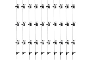 TRESSELEC - Piquets clôture électrique en fibre de verre - 10pcs - Hauteur 160cm - Diamètre 10mm - Blanc - Fournis avec 30 isolateurs + 10 bêches - Pour cordons/fils jusqu'à 6mm et rubans jusqu'à 40mm