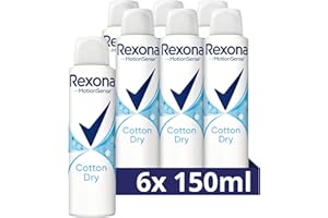 ‎REXONA Rexona Women Anti Transpirant Spray Cotton Dry Deospray mit 48 Stunden Schutz gegen Körpergeruch und Achselnässe mit Anti-Transpirant-Technologie 6x 150 ml