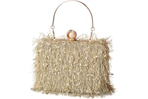 CORIOS Bolsa de Noche Borla para Mujer con Diamantes de Imitación y Perlas - Bolso de Fiesta y Boda Elegante con Cadena Matcha