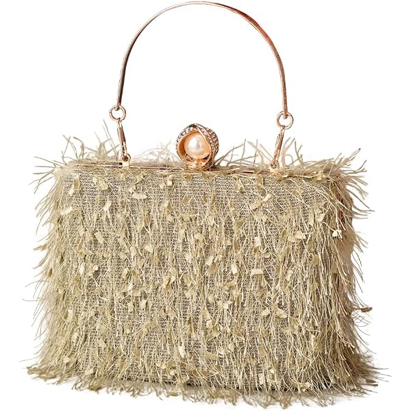 Pochette Da Sera CORIOS Con Paillettes – Borsa A Busta Con Catena – Oro – 23x6x12 Cm – Regalo Donna