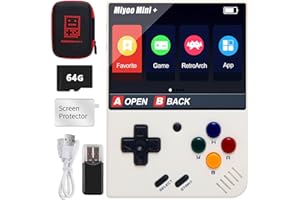 ASTARAMA Miyoo Mini Plus Handheld-Spielekonsole, 3,5-Zoll-Open-Source-Retro-Spielekonsole mit 64G-TF-Karte, über 10000 integrierte, Klassische Spiele, unterstützt WLAN,Mit Aufbewahrungstasche