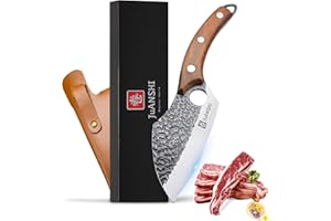 JUANSHI® Couteau de cuisine professionnel Viking forgé à la main, couteau de camping tranchant pour l'extérieur, cadeau pour papa