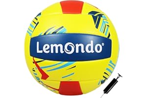 ‎LEMONDO Lemondo Beach Volleyball, Soft Touch Volleyball, Size 5, Indoor Outdoor, Soft PU Leather, Durable, Includes Ball Pump, for Training and Games for All Ages