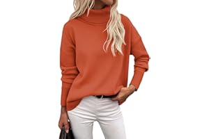 Zeagoo Pull Col Roulé Femme Hiver Chaud Chic Pulls Elégant Pullover Jumper Longues Tricoté Tops Décontracté Automne