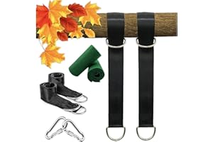 HOUSON Schaukel Befestigung Hängematte Befestigung Schaukel Aufhängung Gurt Kit mit 2 Schwerlast Karabinern und D-Ringen, 2 Baumschutz Tuch, Aufbewahrungstasche, hält bis zu 550 kg, Schwarz