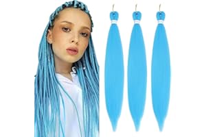 FIRSTCYH HAIR Braiding Hair Pre Stretched - 26 Inch Sky Blue Soft Yaki Texture 3 Packs Crochet Braids Hair Extensions for Black Women (Sky Blue)