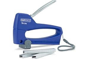 Rapesco 0955 Germ-Savvy Antibacterial, T8-Lite Staple Tacker with 300 13/6mm Staples, Blue/Chrome