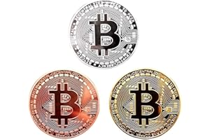 QUEAMBLER Bitcoin Moneda Moneda de Coleccionista de Criptomonedas Físicas de Bitcoin Regalable 3 Piezas