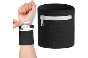 HAGOT 1/2/3/4 Pcs Wristbands con Bolsillo, Muñequera Deportiva con Cremallera, Muñequeras Unisex, Accesorios de Entrenamiento para Monedas, Llaves, Billetera