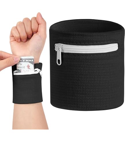 Bracelet Portefeuille De Sport - Bandeau Poignet Zippé Avec Poche - Pour Course à Pied, Fitness, Vélo