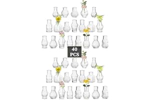 Glasseam Piccolo Vaso in Vetro per Centrotavola: Set di 40 Mini Vasi Trasparenti per Decorazioni Centrotavola per Matrimoni Tavoli da Pranzo e Tavoli da Sala da Pranzo