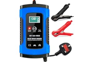 AIBEAU Car Battery Charger and Maintainer, 12V/6Amp Automatic Battery Charger with Charge, Maintain and Repair Functions for Most Types of Lead Acid Batteries, Blue