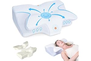 ‎HOMCA HOMCA Poduszka ortopedyczna pod kark, z pianki z pamięcią kształtu, ergonomiczna poduszka, miękka i twarda opcja, zdejmowana, dla osób śpiących na plecach, na boku i na brzuchu, 60 x 44 x 13/14,5 cm