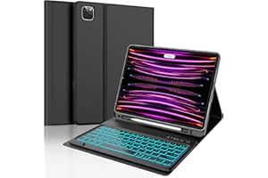 SENGBIRCH Coque Clavier pour iPad Pro 12.9 Pouces - AZERTY Français Détachable rétroéclairé Bluetooth Clavier, Étui iPad Pro 12.9'' 6/5/4/3 ème avec Fente pour Stylo, Noir