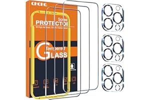 QHOHQ 3 Pièces Verre Trempé pour iPhone 15 Pro Max [6,7 Pouces] avec 3 Pièces Caméra Arrière Protecteur, Ultra Résistant Film Protection écran, HD Transparent, Sans Bulles, Dureté 9H Glass
